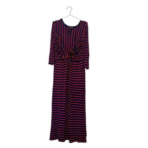 Apt. 9 Women's Blue red Striped twist front maxi dress size XL new with tag - Picture 1 of 6